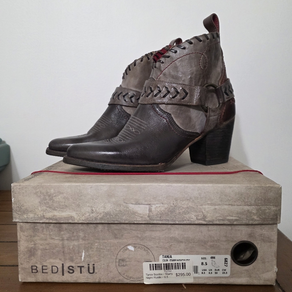 BED|STU Women's Two-Tone Leather Ankle Boots Sz 8.5